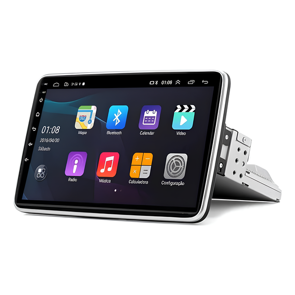 Multimídia 1 DIN Universal V2 Octa 4G Rotativa 10" + Câmera de Ré