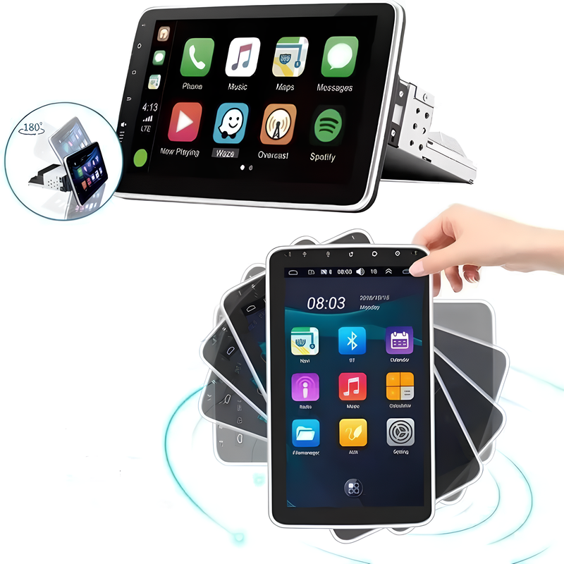 Multimídia 1 DIN Universal V2 Octa 4G Rotativa 10" + Câmera de Ré
