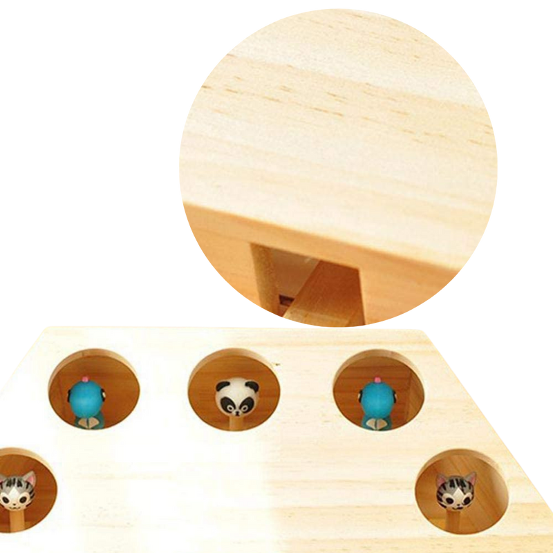 Jouet interactif en bois à 5 trous pour chat